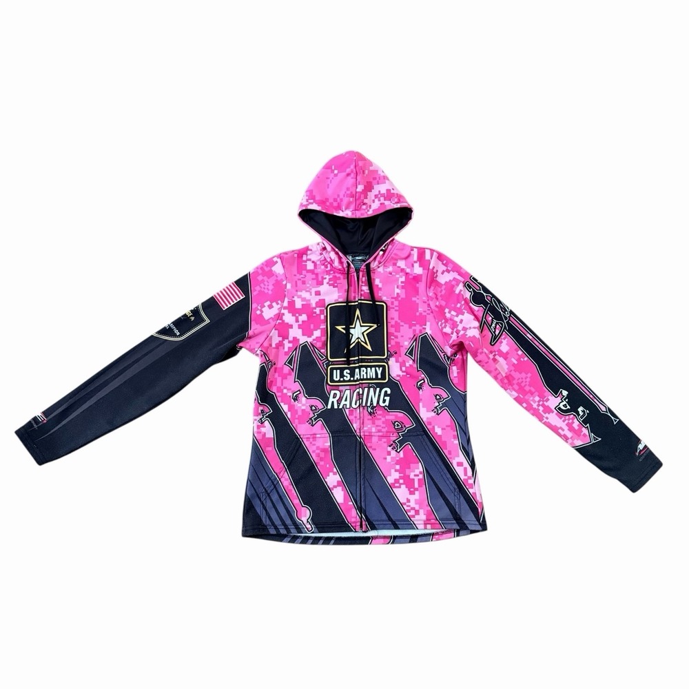 Vintage U.S. Army Racing Pink Digital Camo Hoodie – Size M – Made in USA